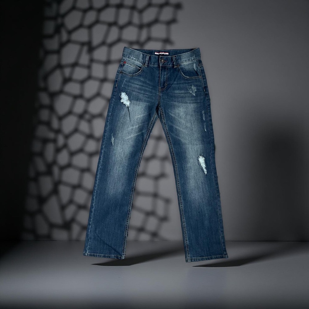 Boys Tommy Hilfiger Slim Revolution Blue Distressed Jeans
